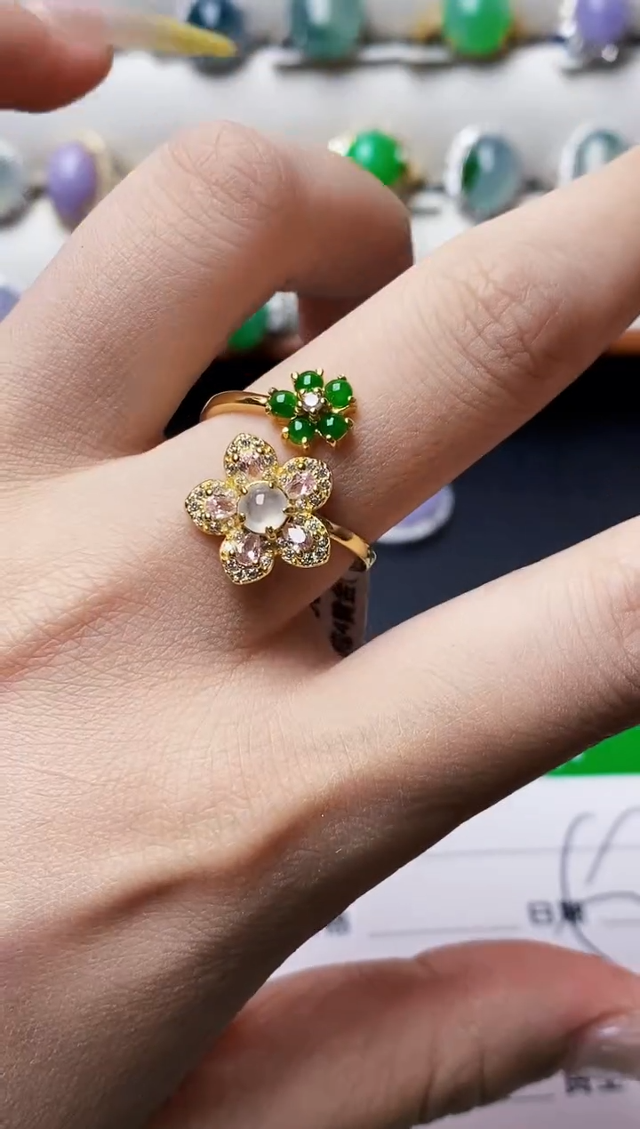 银S925镶嵌戒指翡翠3253