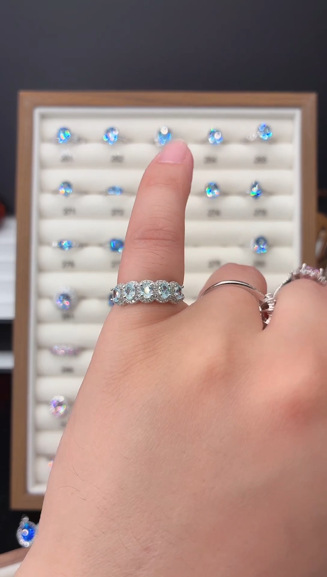 银S925镶嵌戒圈海蓝宝石15645646