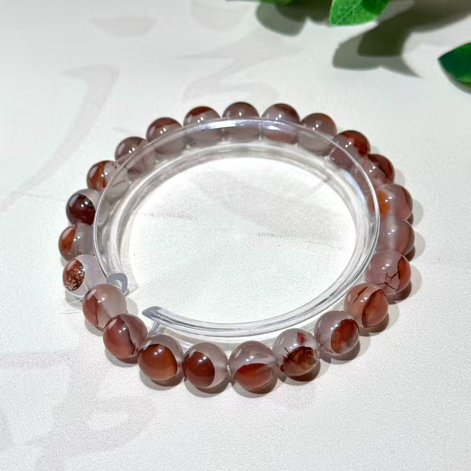 【杰韵南红】天然南红特色水墨三色鸿运当头手串8.5mm+（一物一拍）