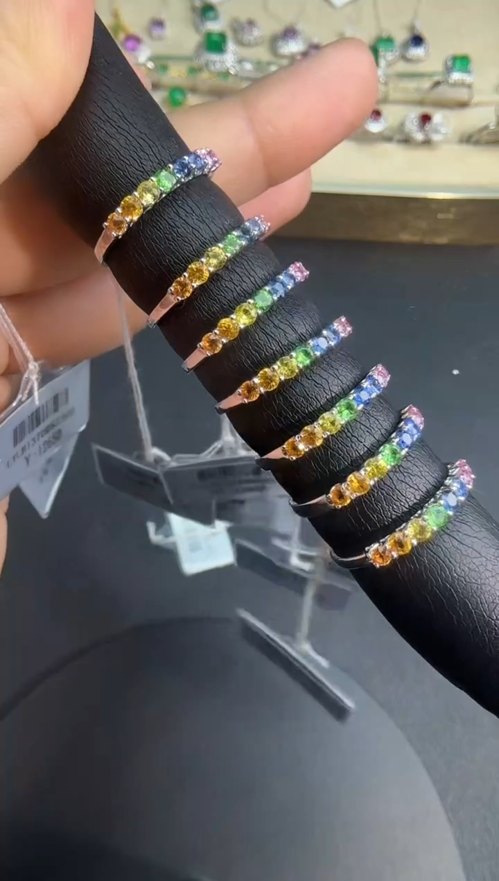 【闪购商品】彩色蓝宝石戒指18K金镶嵌H0304-S527-54