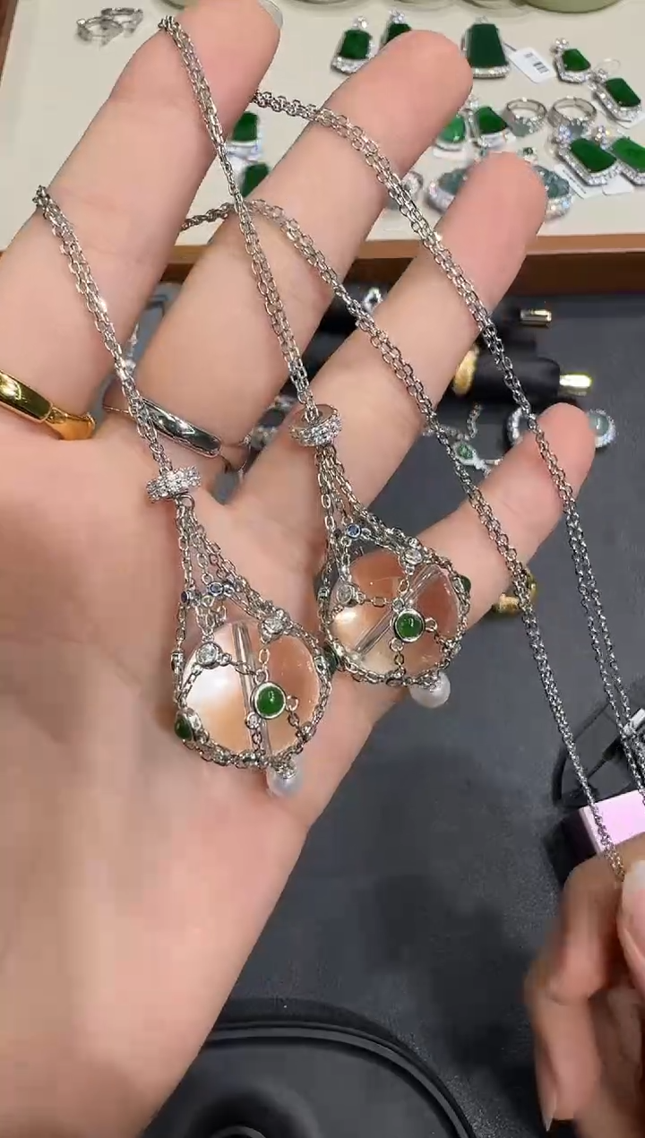 颈饰银S925镶嵌翡翠X1106-1822-129多样性一件