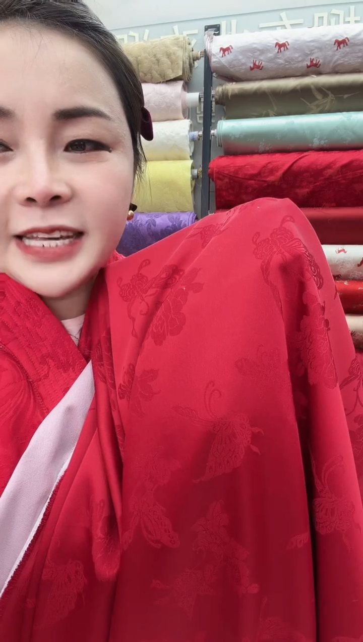 6号红色植物丝浮雕提花  半米价