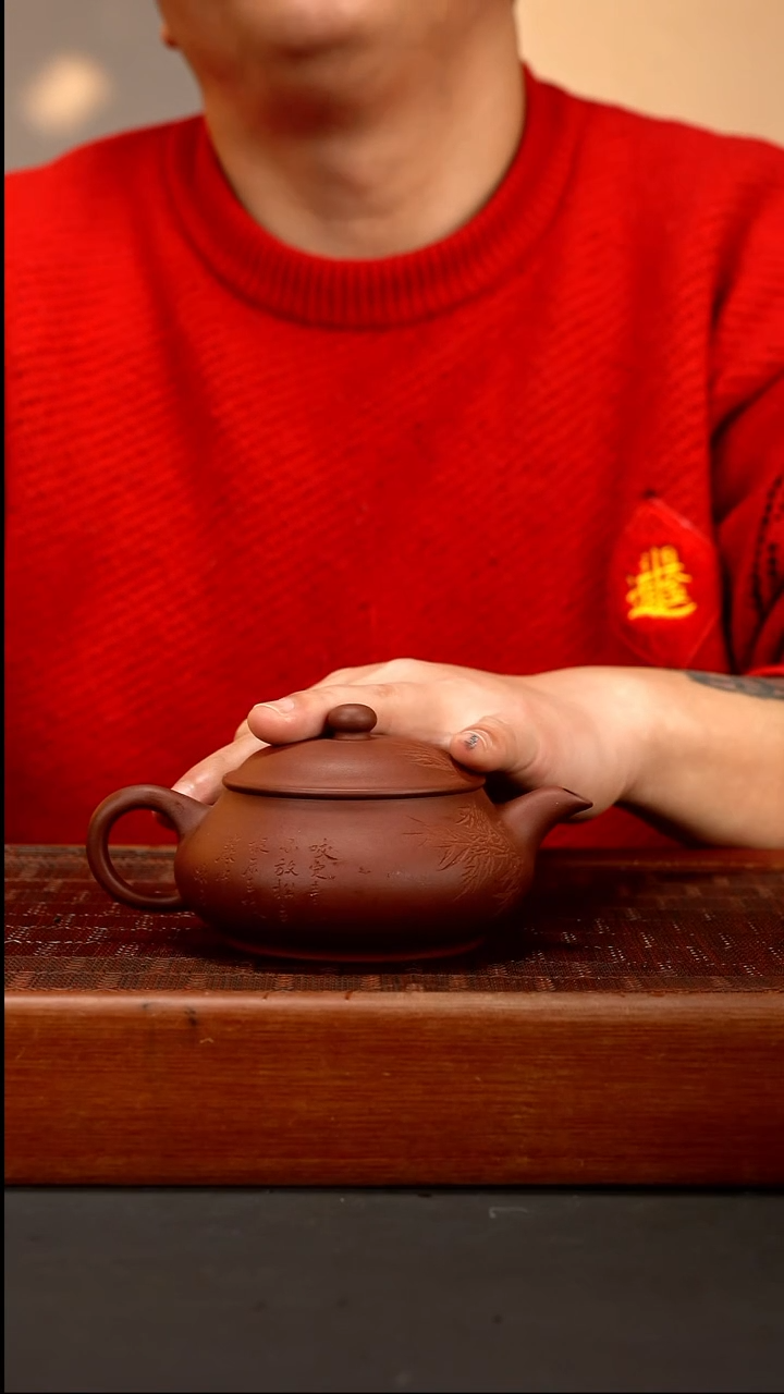 【闪购商品】紫砂茶壶lw  底槽青 刻绘 明炉