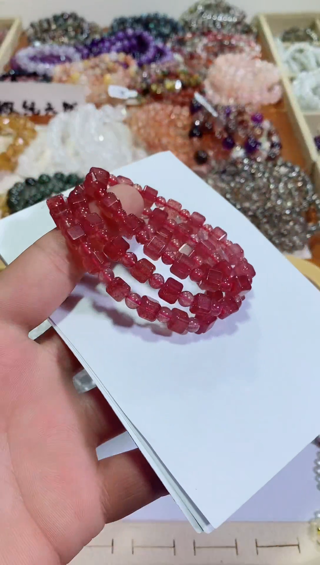 【闪购商品】水晶手链未镶嵌方糖草莓晶 (多样性发其一）
