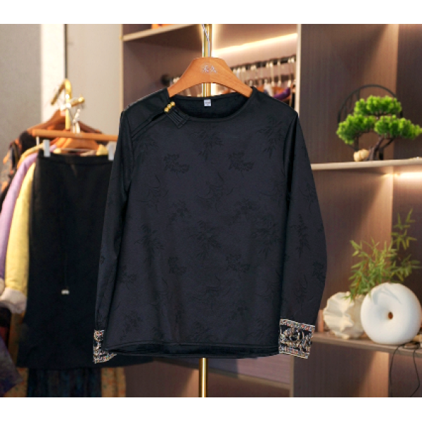 【花弄影间-加绒衬衫】中式国风加绒衬衫3780-1