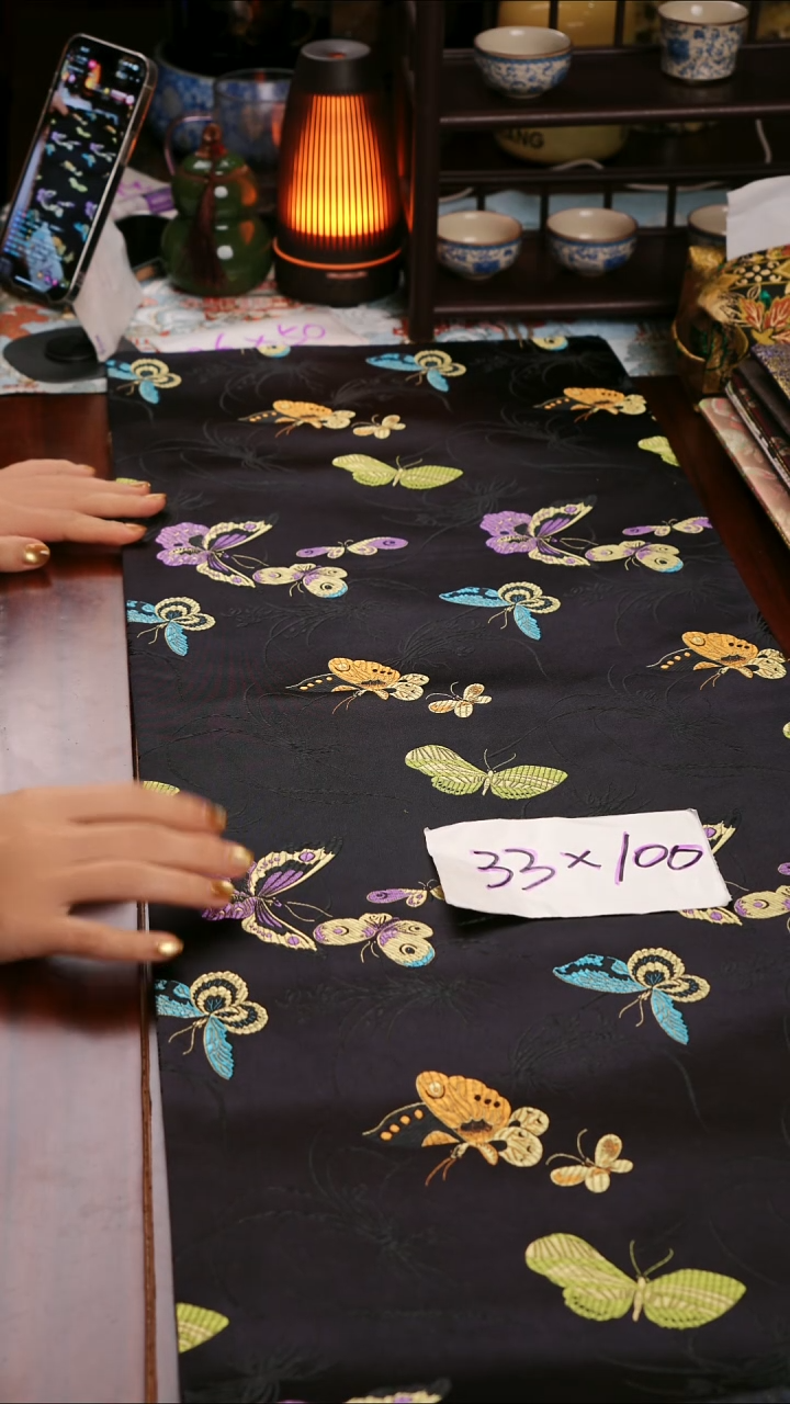 【福利梦幻蝴蝶双面】中国风干泡织锦茶席33*100