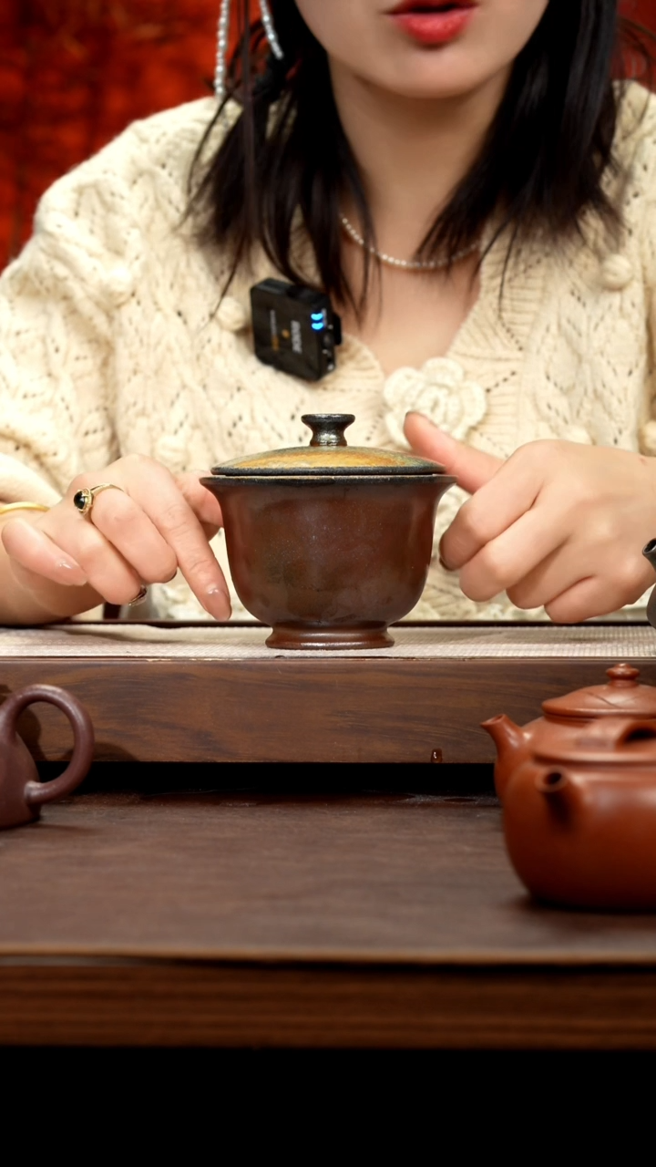 【闪购商品】紫砂茶壶红皮龙柴烧盖碗10号