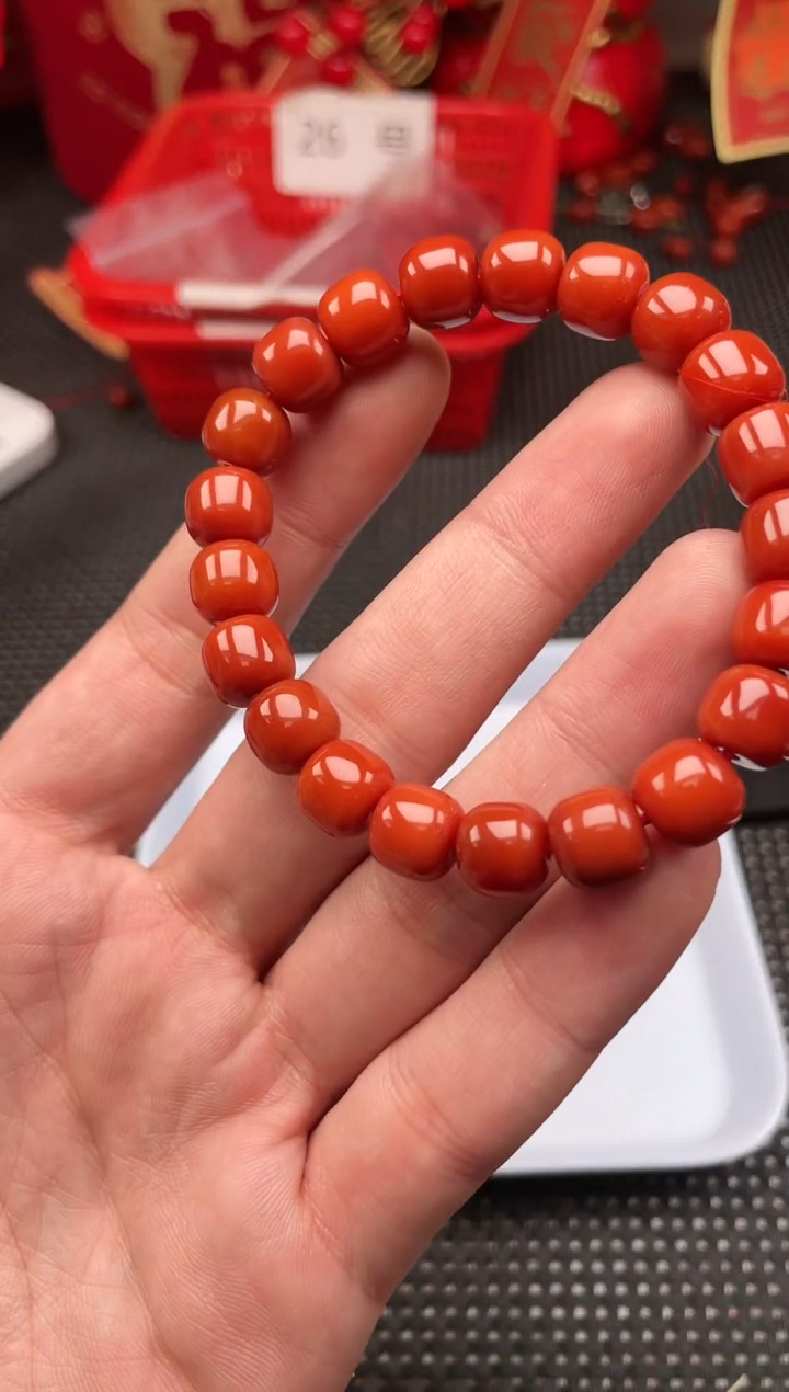 【闪购商品】南红玛瑙手串未镶嵌4号柿子红卡9+老型手串