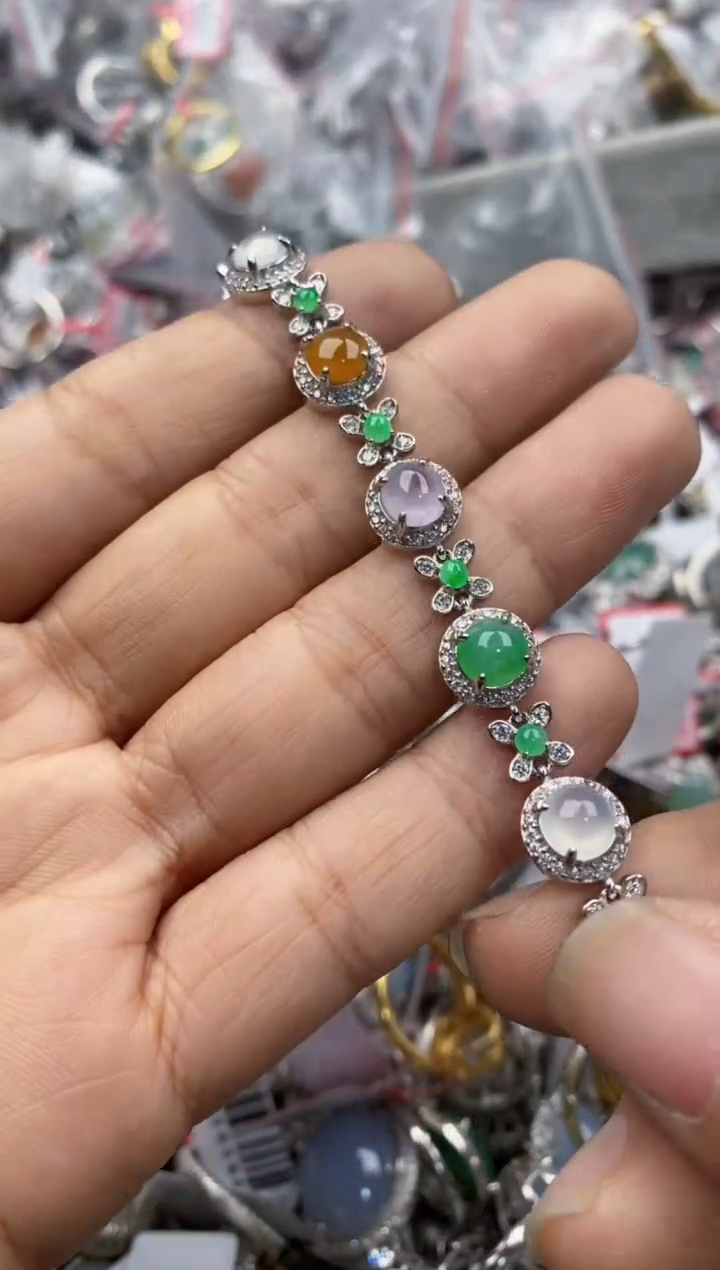 银S925镶嵌戒指翡翠999----2