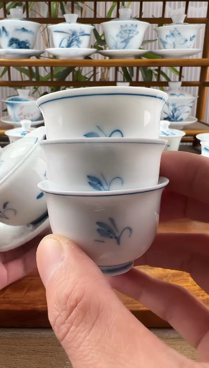 炒*微瑕玉兰小美人杯3个