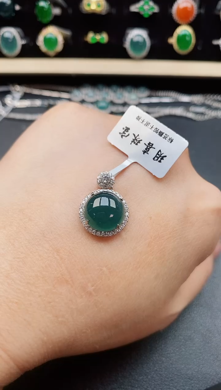 翡翠银S925镶嵌吊坠(不含链)58050