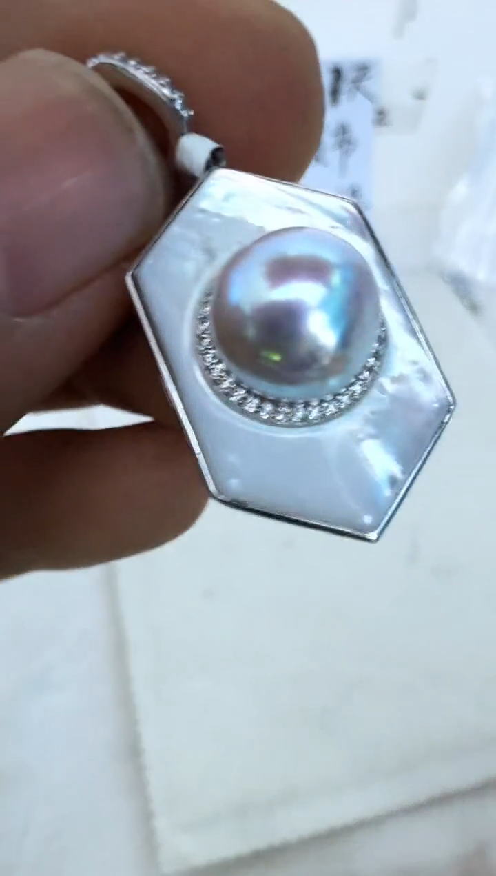 【闪购商品】海水珍珠颈饰银S925镶嵌吊坠