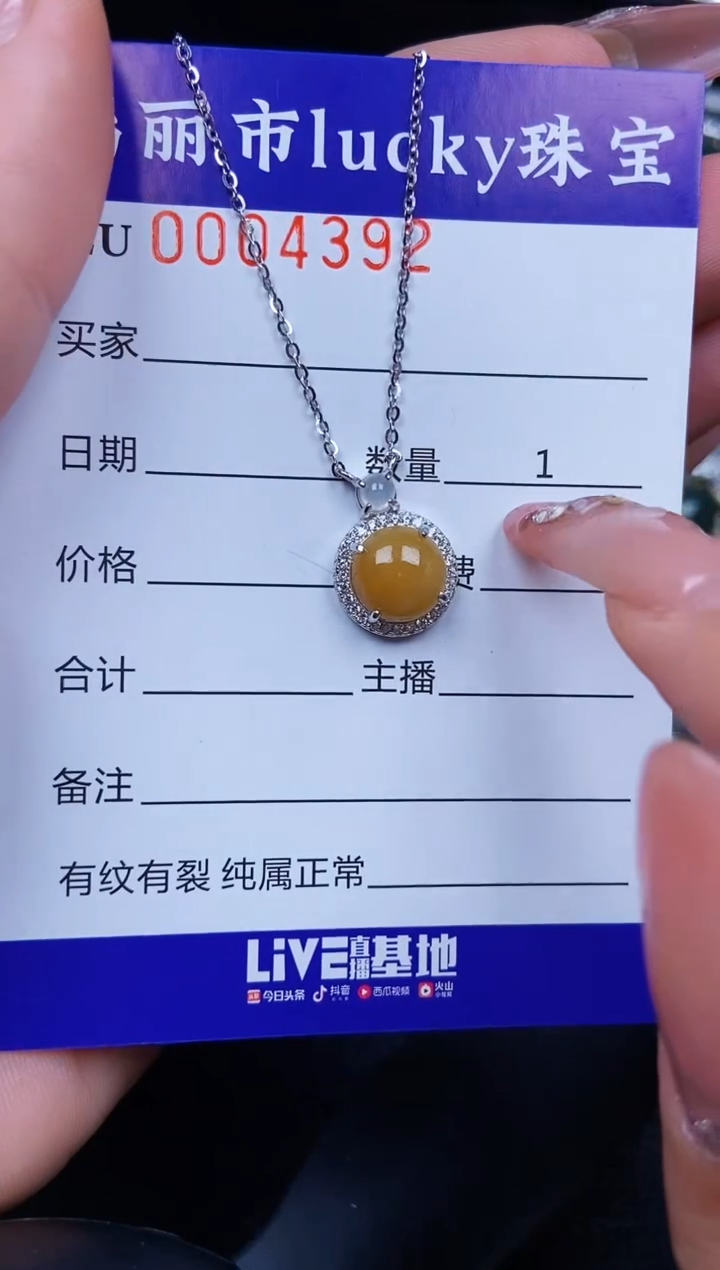 翡翠银S925镶嵌颈饰4392