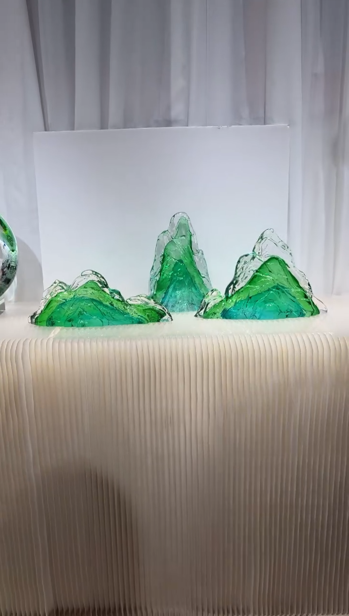摆件璨石美学翡翠山一组艺术摆件
