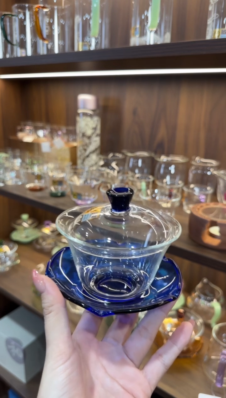 禾器 荷叶盖碗宝石蓝