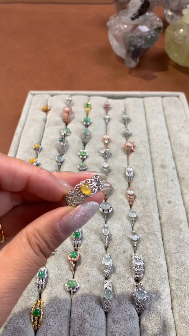 【闪购商品】翡翠银S925镶嵌颈饰翡翠戒指