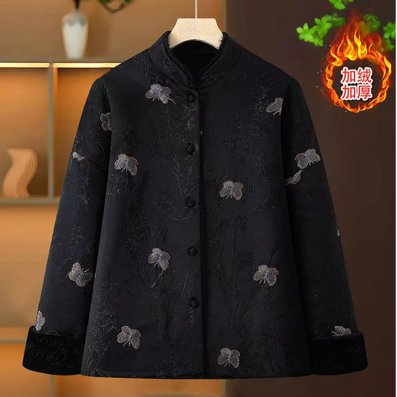 双面棉服加绒保暖女装新中式外套