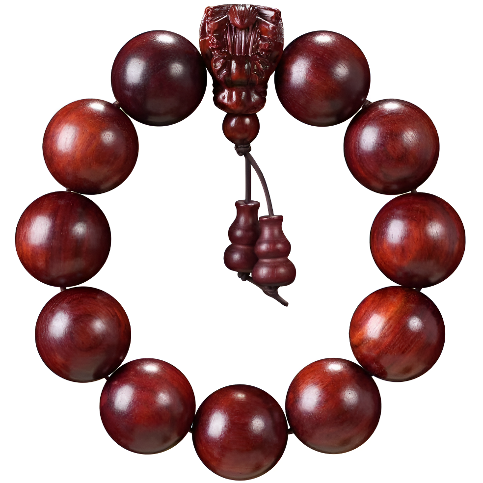 紫檀木龙头款规格天然佛珠手串男款文玩正圆手持