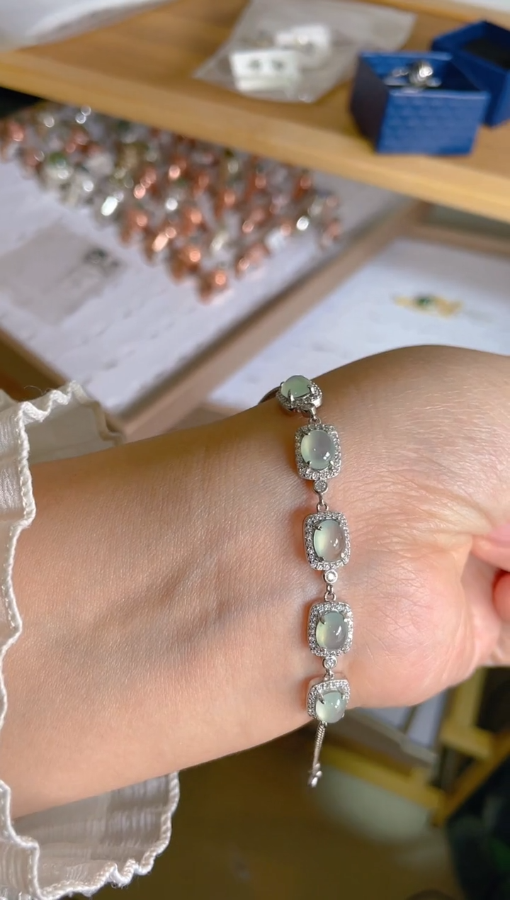 【闪购商品】翡翠手链银S925镶嵌11111