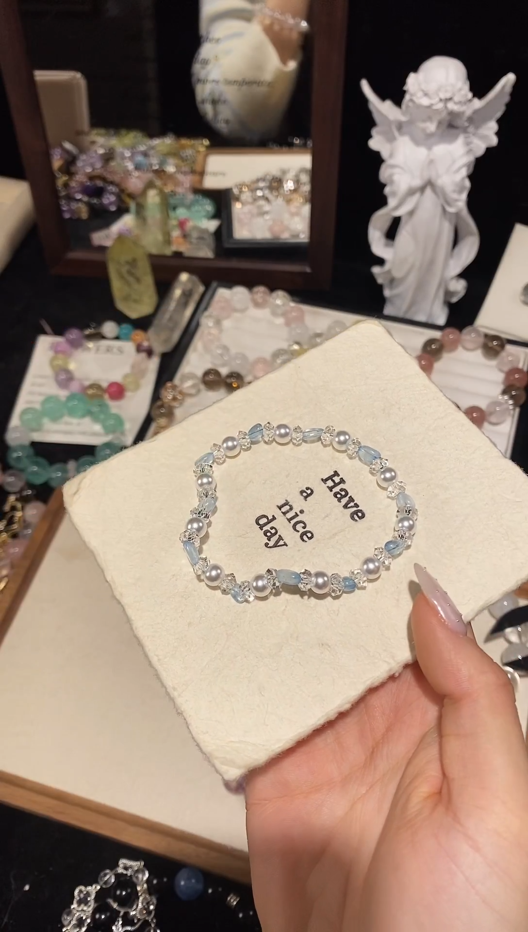 未镶嵌手链水晶海蓝宝+华子手链