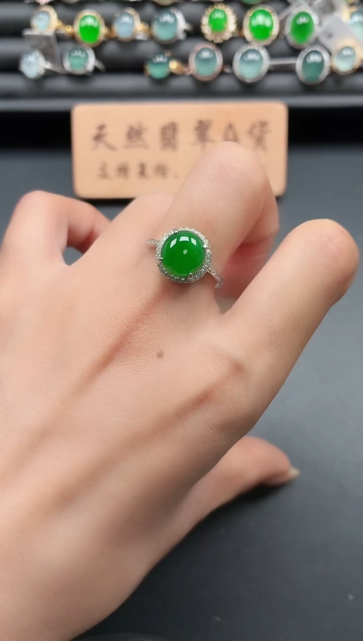 银S925镶嵌戒指翡翠11