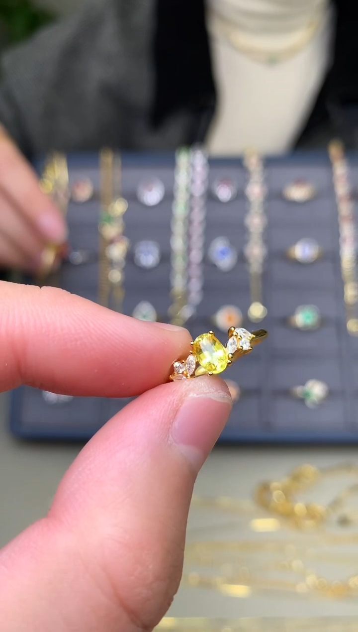 戒指蓝宝石银S925镶嵌戒指