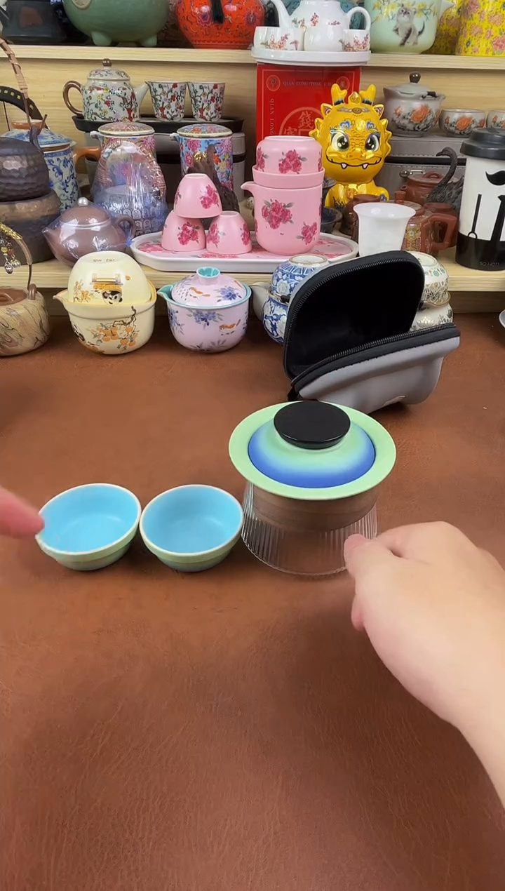 陶瓷茶具摆件旅行套组