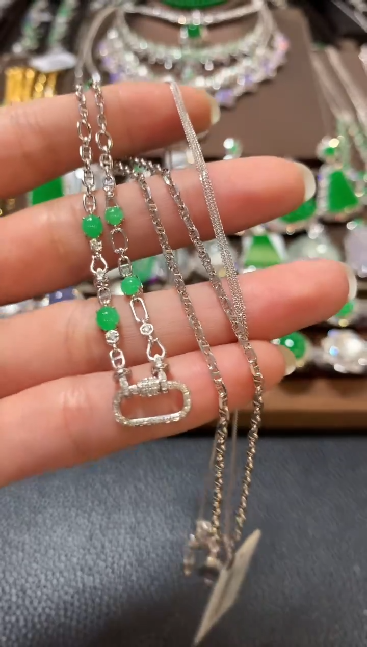 套链18K金镶嵌翡翠m11多样性一件发货