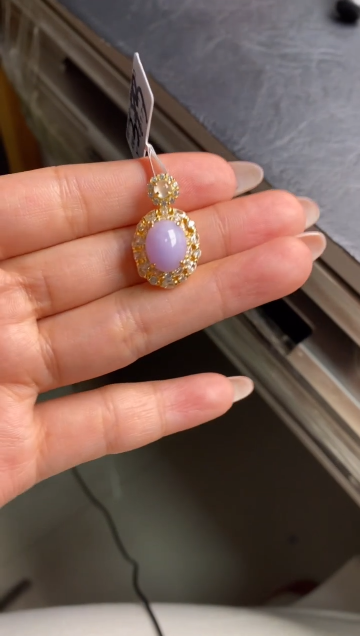 银S925镶嵌戒指翡翠天然A货翡翠