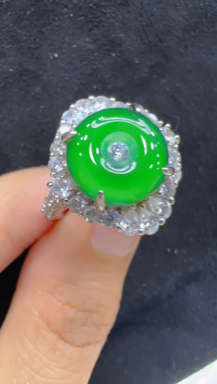 银S925镶嵌戒指翡翠多样性团购发一件