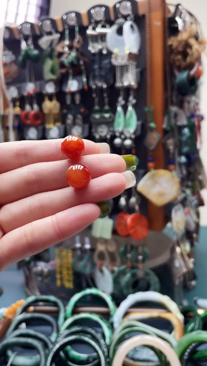 合金南红玛瑙耳饰饰品