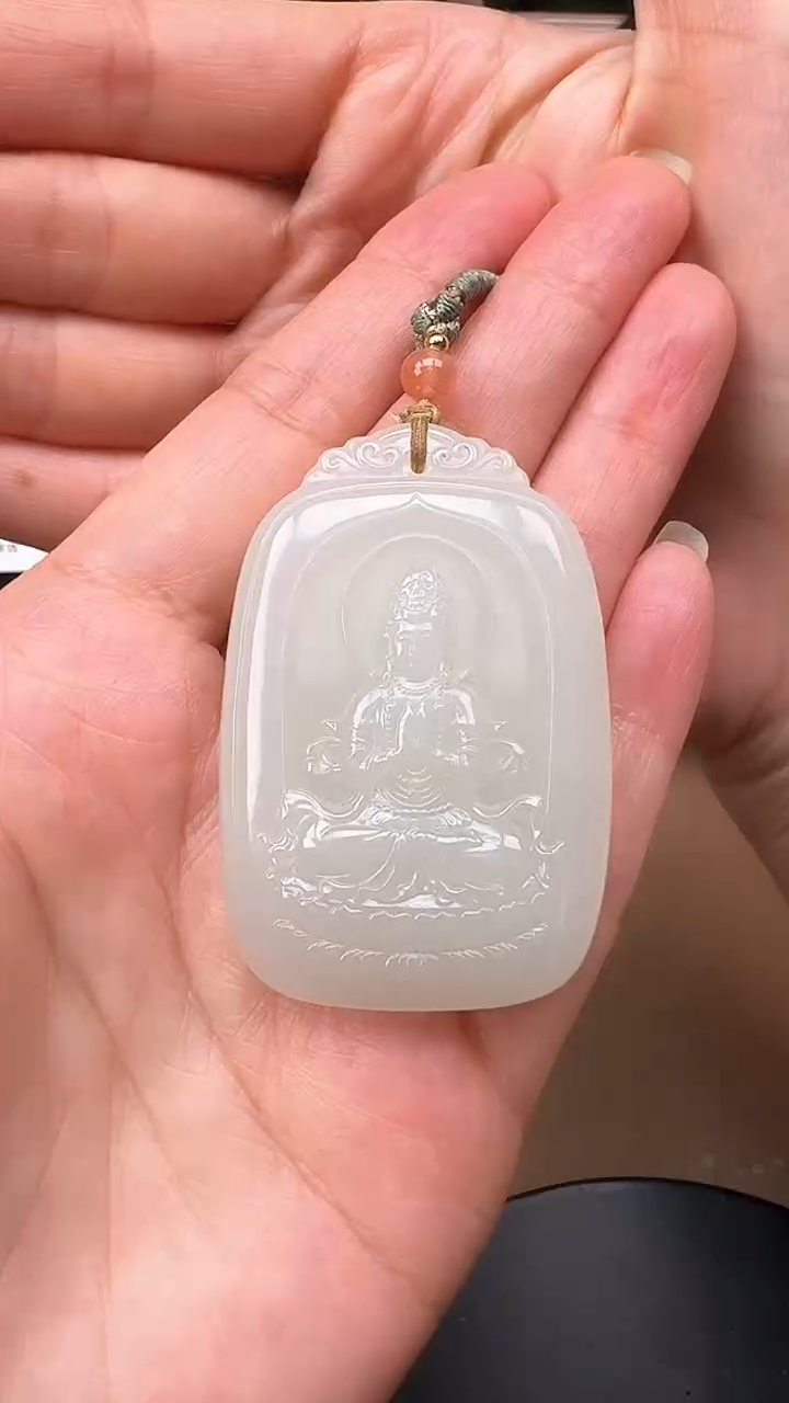 【闪购商品】和田玉吊坠未镶嵌0612白玉坐莲观音双手合十