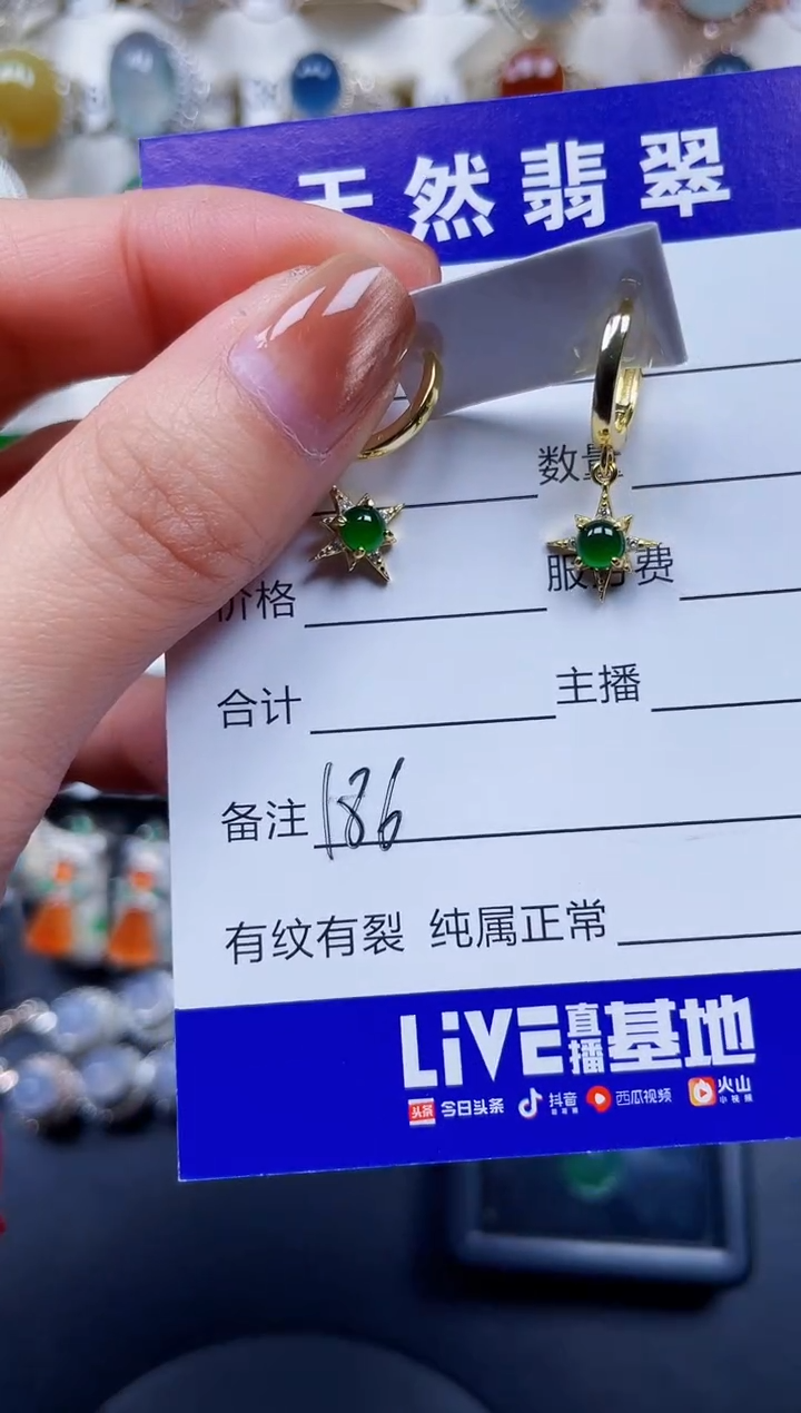 银S925镶嵌翡翠耳饰186