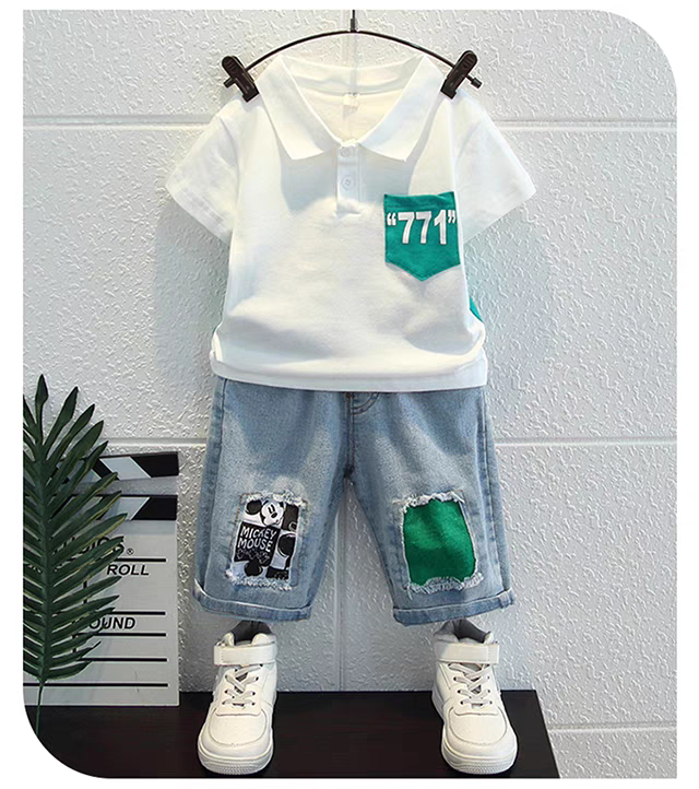 【扣号链接】四季男女童装国风套头休闲风五分套装韩版薄款休闲男宝