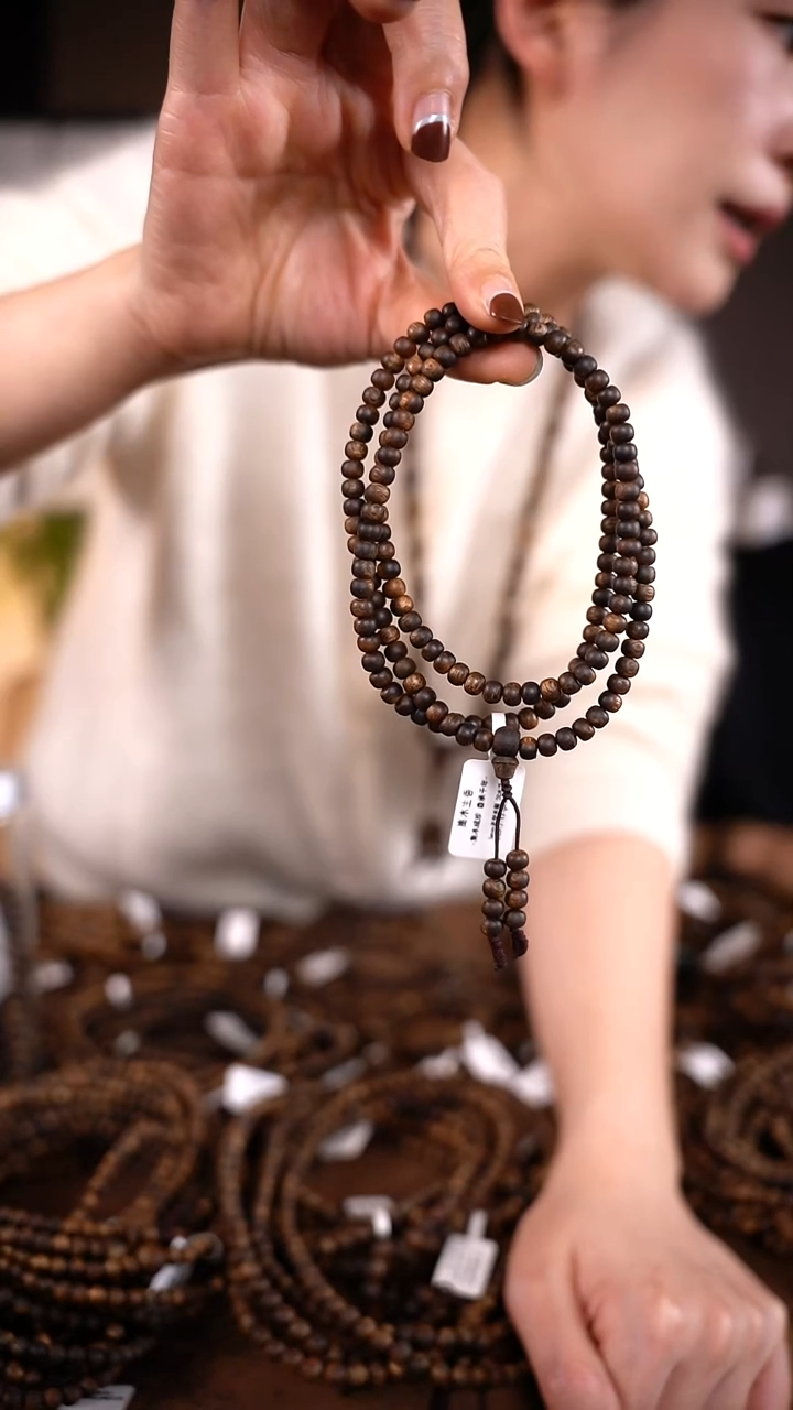 沉香手串李*【沉水浮】5mm棋楠沉香老型多圈手串