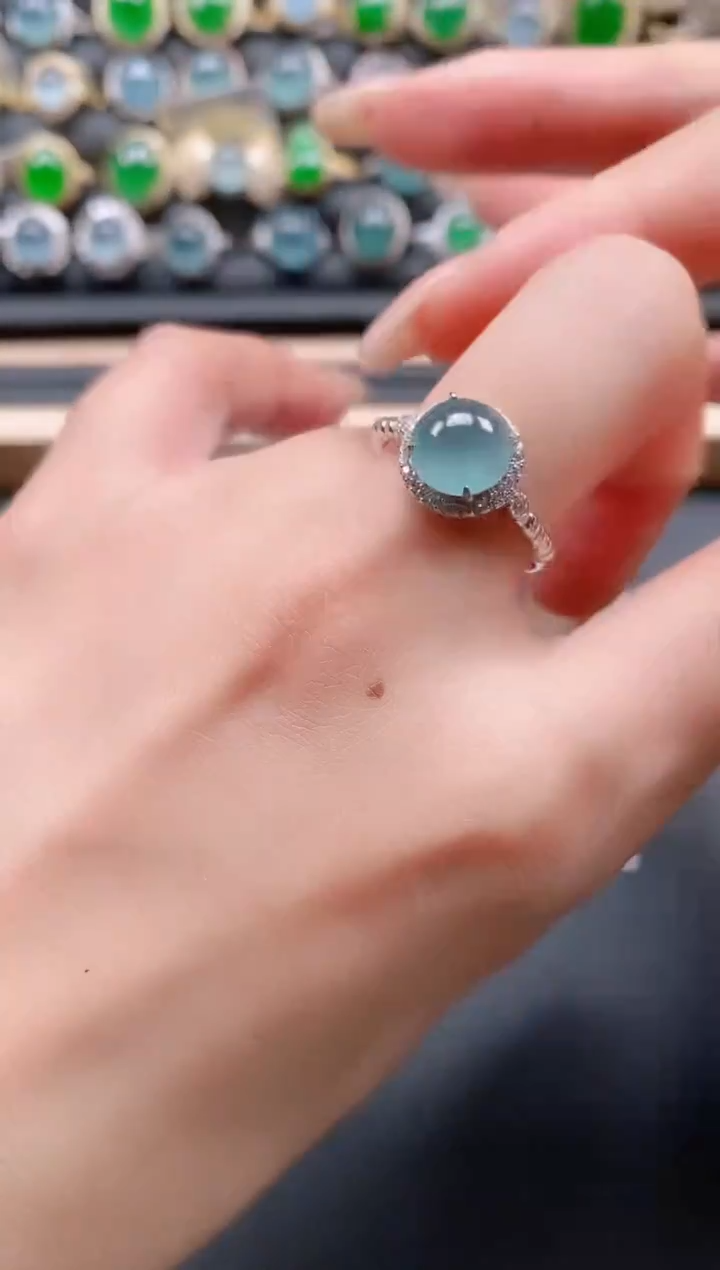 银S925镶嵌戒指翡翠111