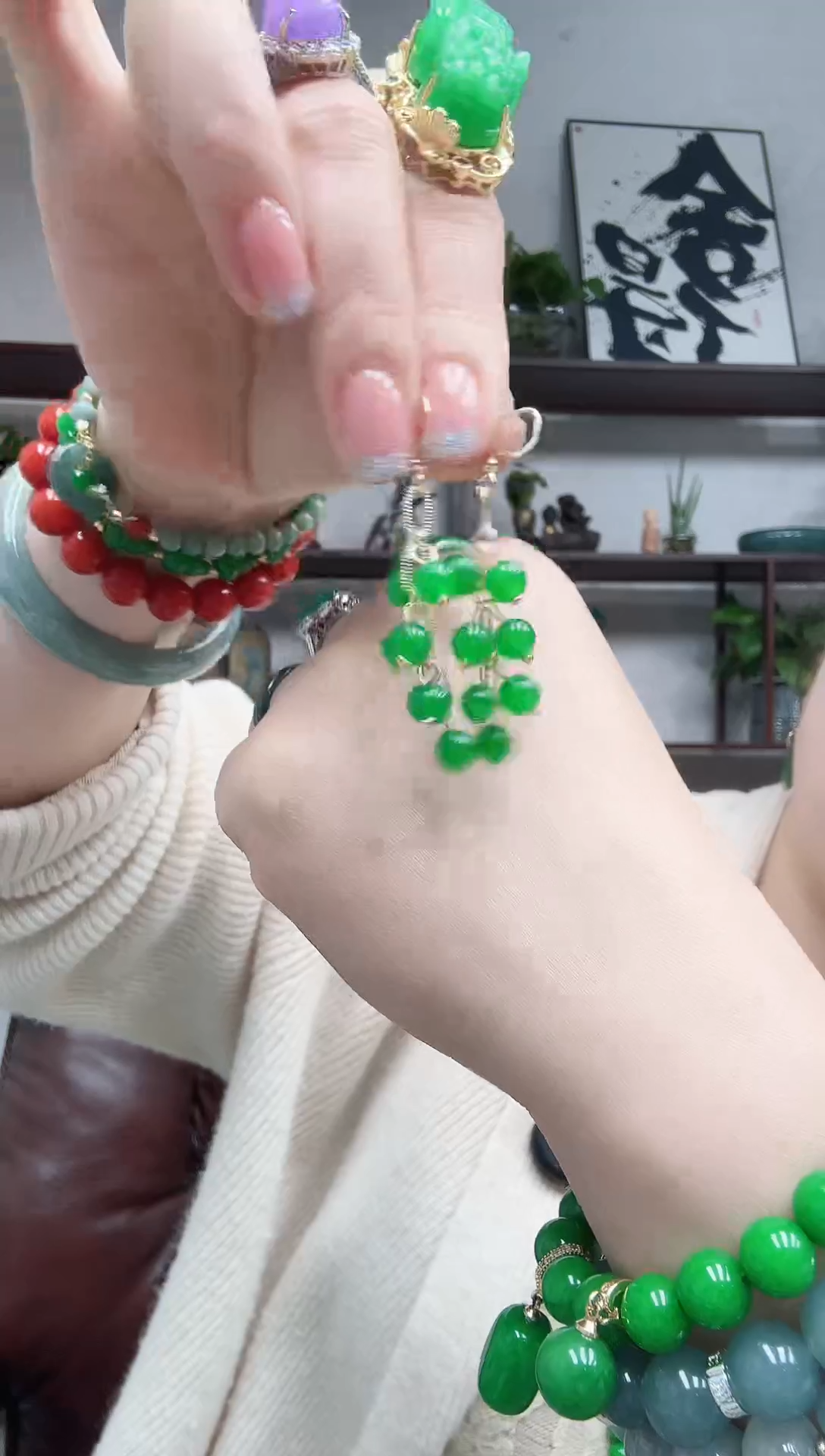 未镶嵌翡翠耳饰葡萄耳坠（绿）