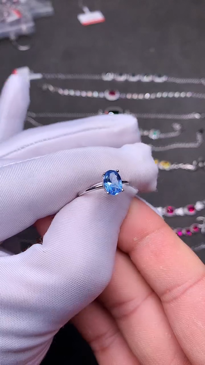 【闪购商品】海蓝宝石戒指银S925镶嵌.........