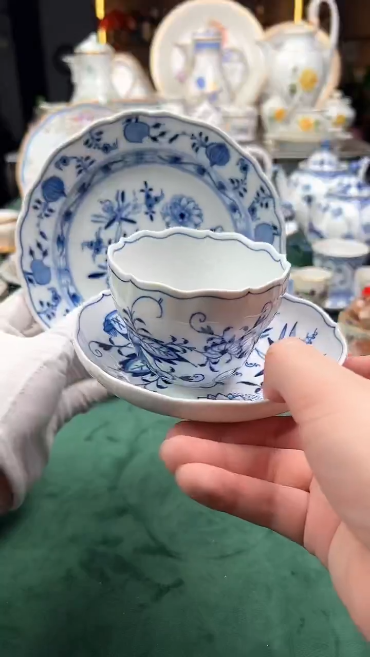 瓷片梅森蓝洋葱一等咖啡杯碟盘