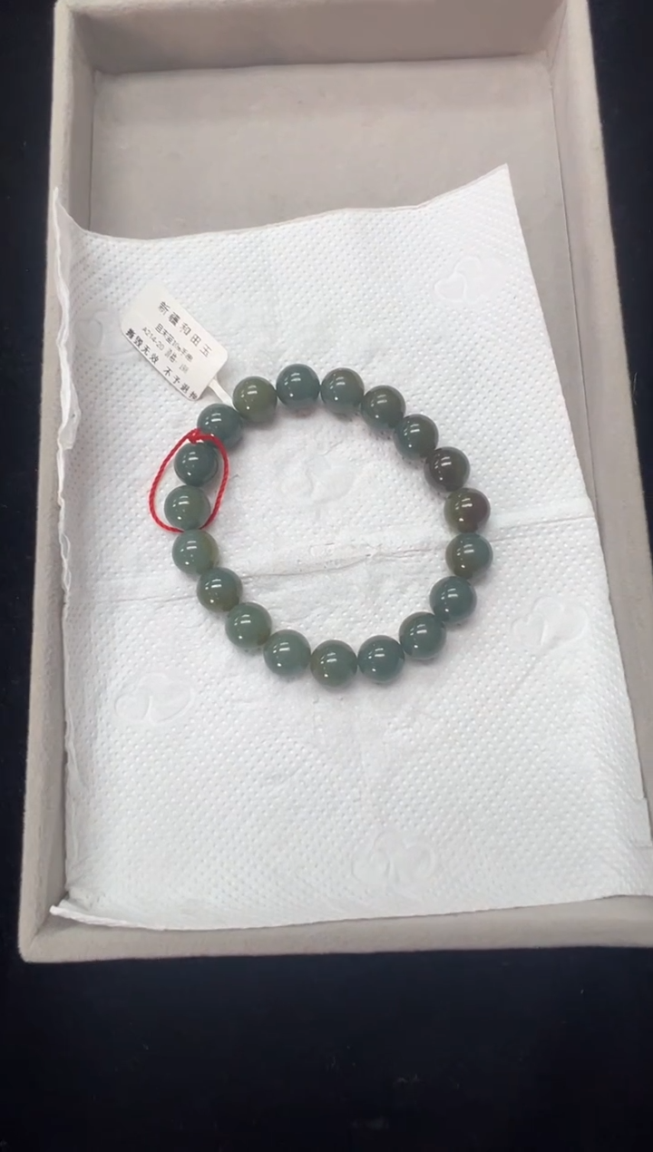 未镶嵌手串和田玉@*寒且末蓝卡10手串