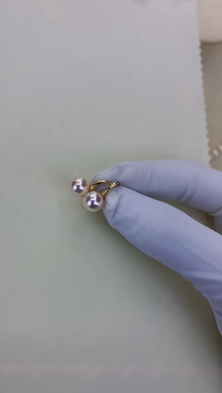 18K金镶嵌DA海水珍珠 GD014 7-8 天女耳钩