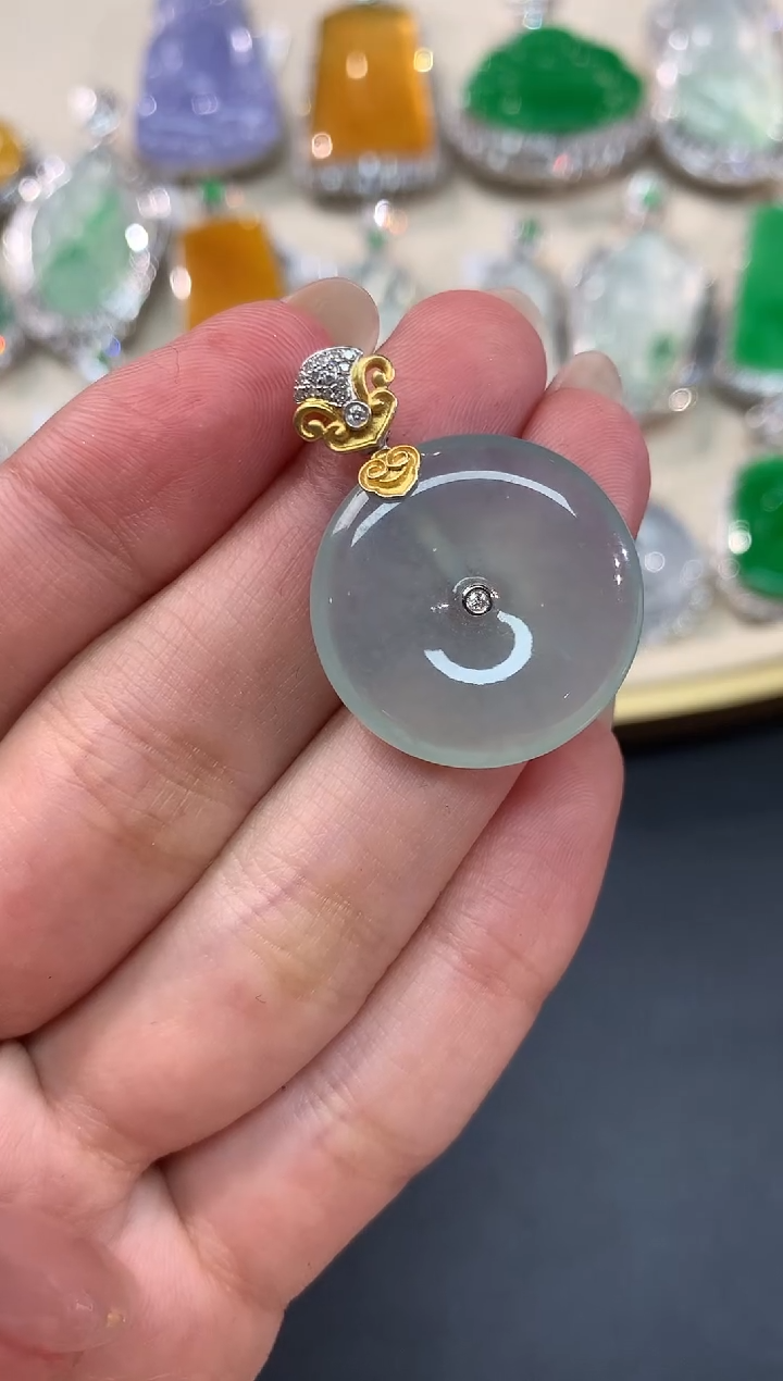 【闪购商品】翡翠吊坠(不含链)18K金镶嵌吊坠A238|4980