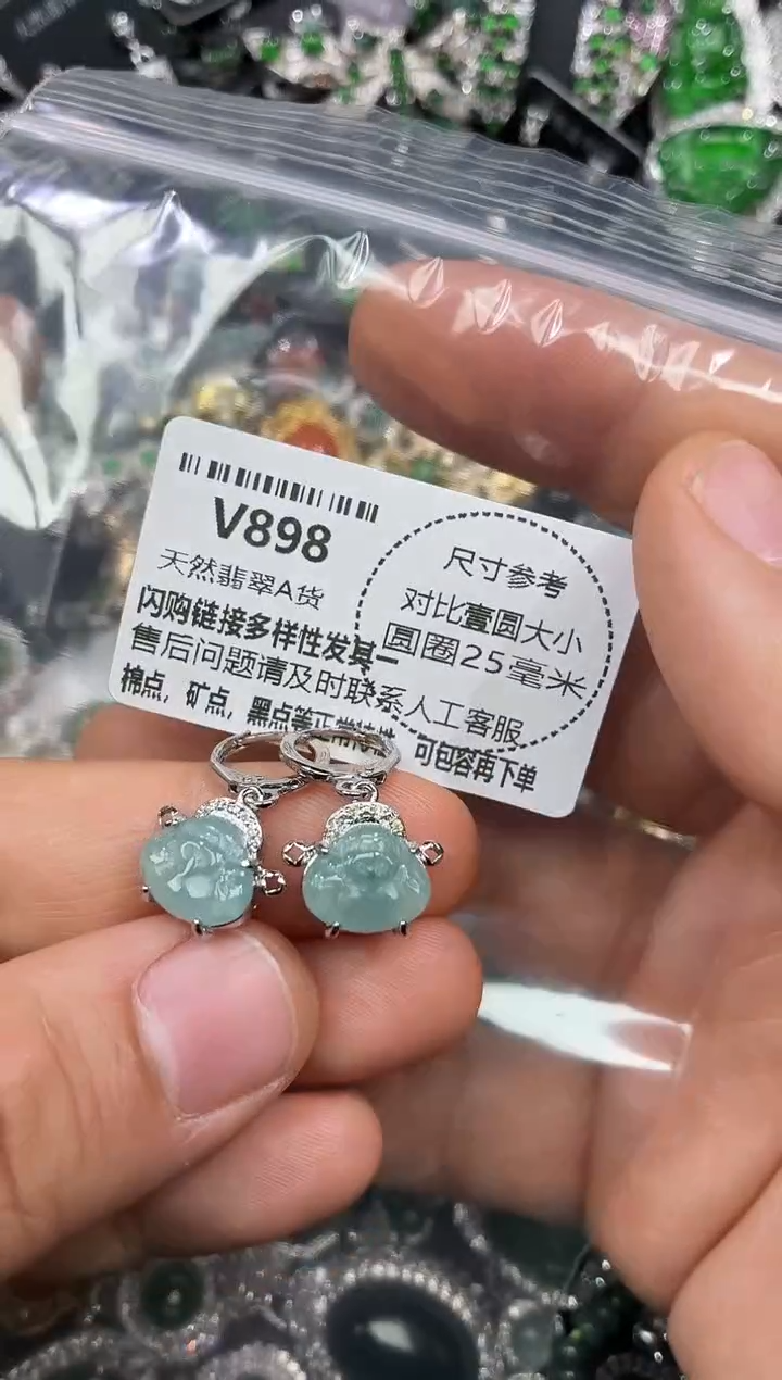 颈饰未镶嵌翡翠V898耳扣