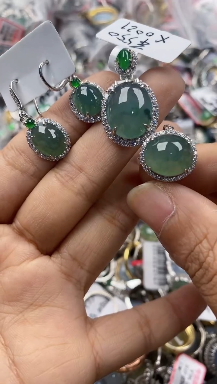 银S925镶嵌戒指翡翠666----5