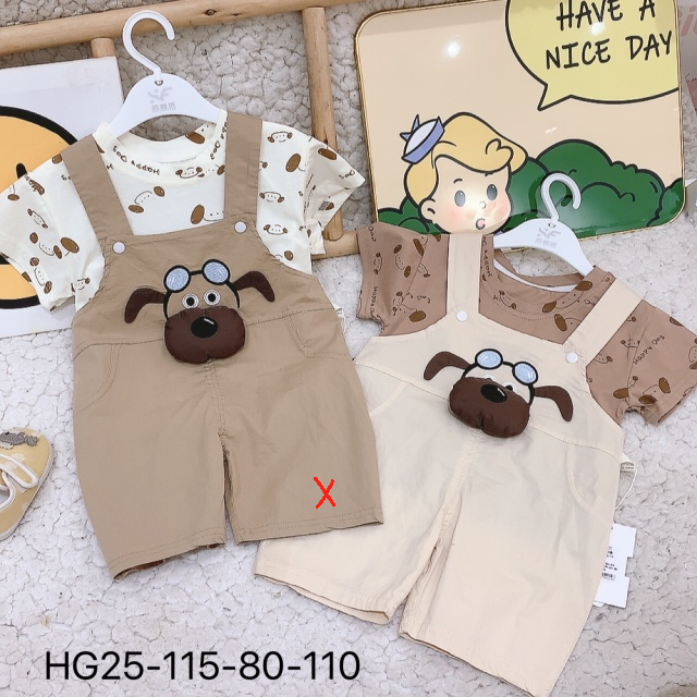 华-【25-115网红小狗】背带裤套装