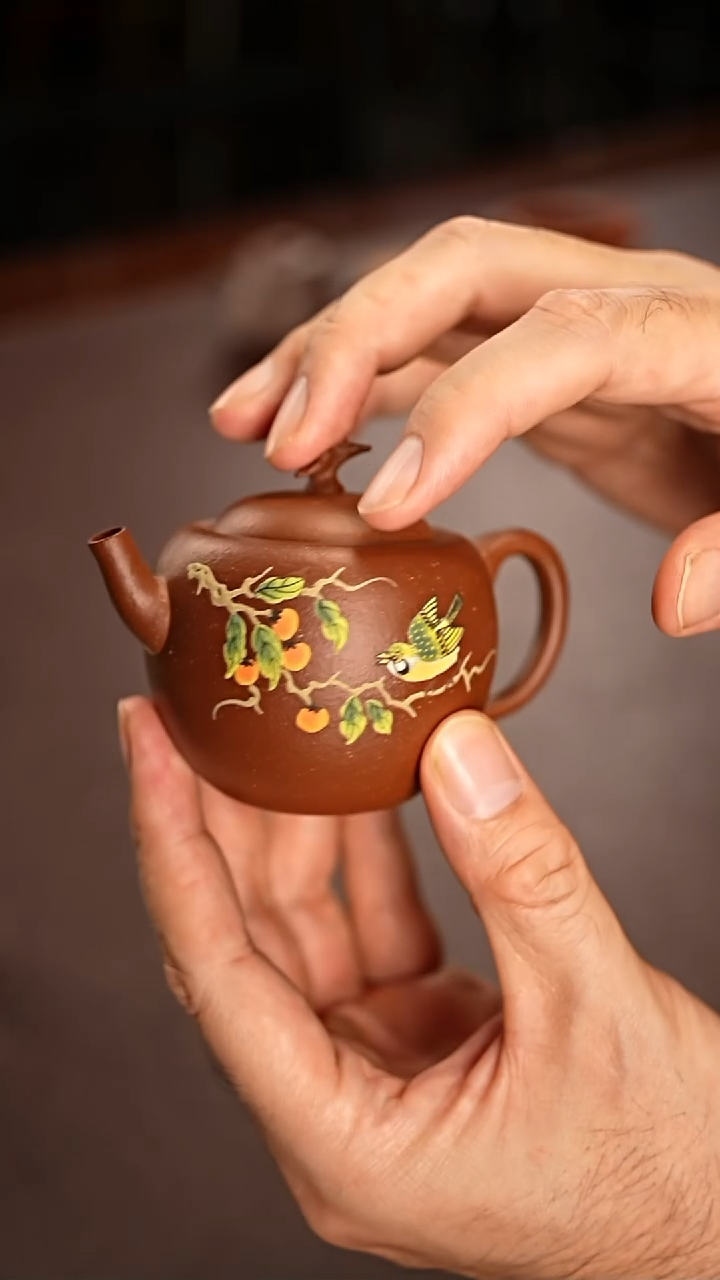 茶壶紫砂柿柿如意紫砂壶100cc