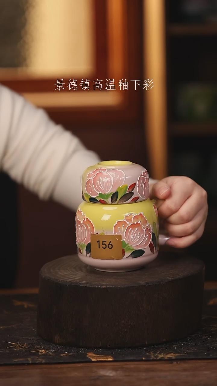 陶瓷景德镇高温釉下手绘陶瓷@L156@