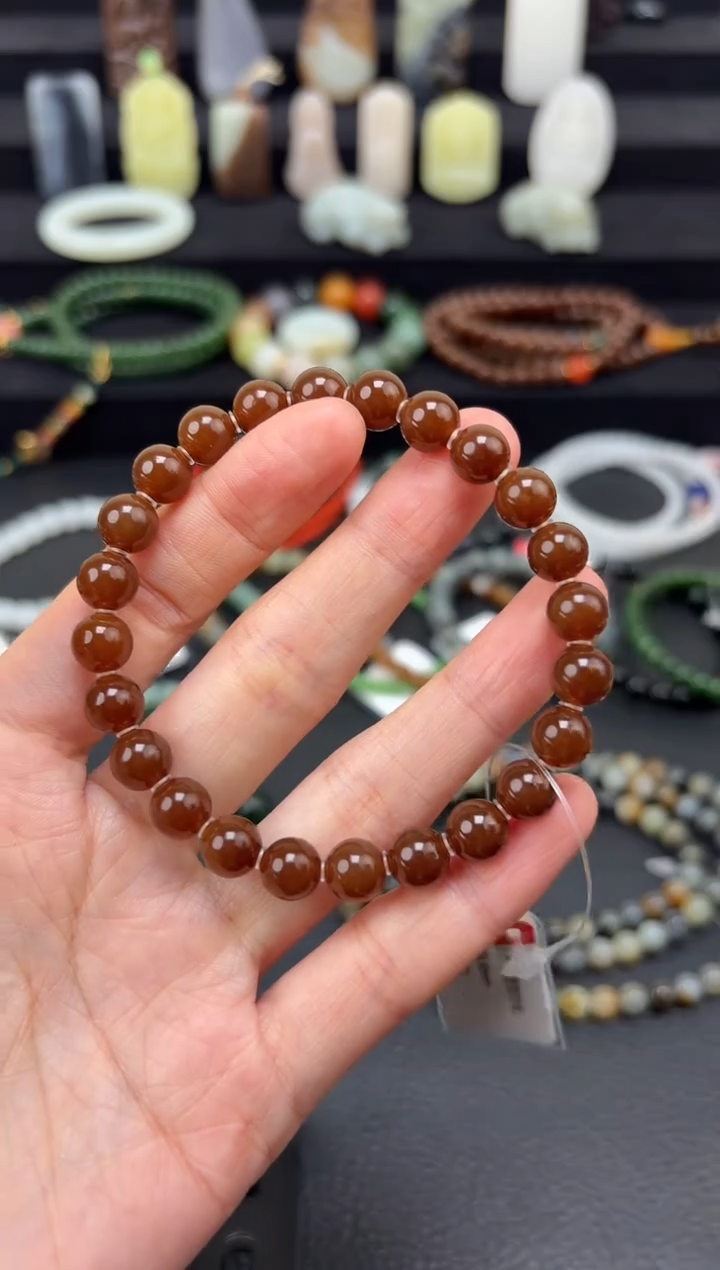 未镶嵌和田玉挂件8mm糖圆珠手串福利