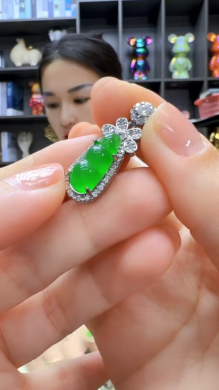 翡翠银S925镶嵌颈饰沉白diy劲饰