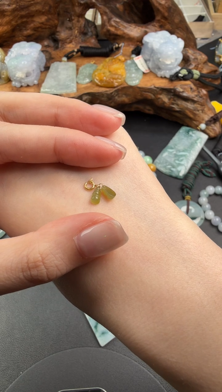 吊坠(不含链)18K金镶嵌翡翠翡翠饰品-231